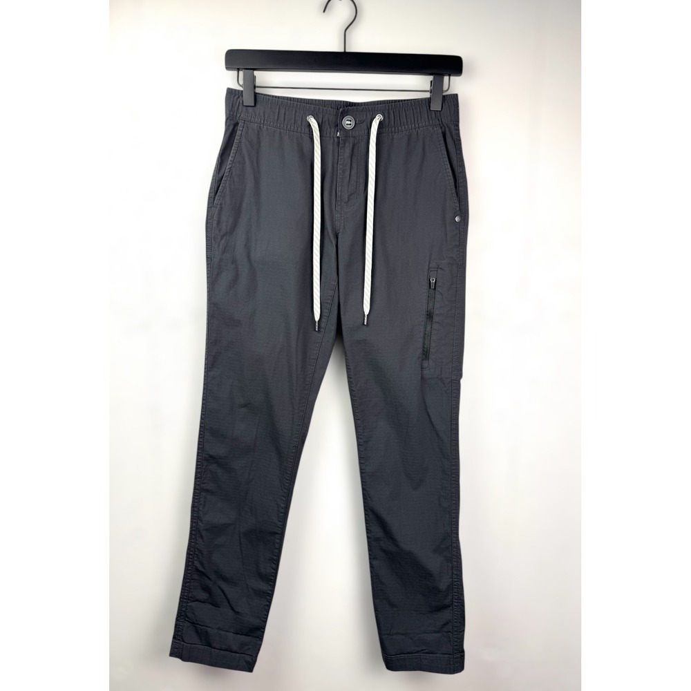 Vuori Womens Ripstop Slim Pant in Charcoal Midrise Drawstring Organic Cotton - Picture 6 of 13